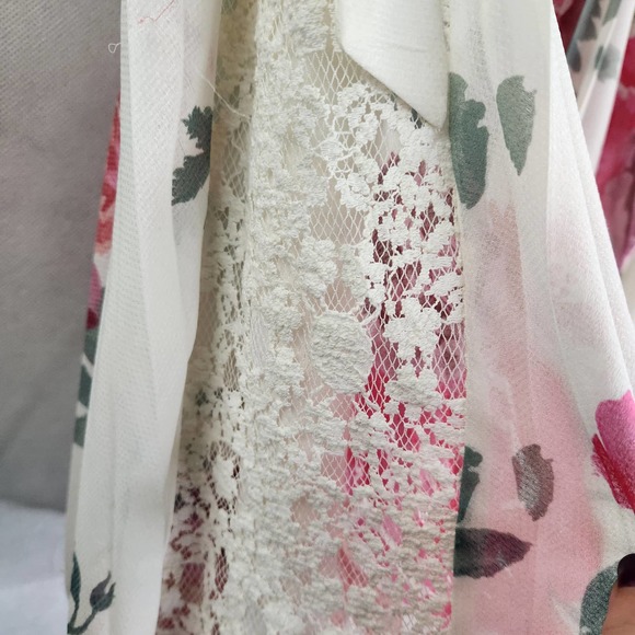 Free People Pleated Minidress Size Small Lace Trim Floral  Flare Tank Style - Picture 4 of 10